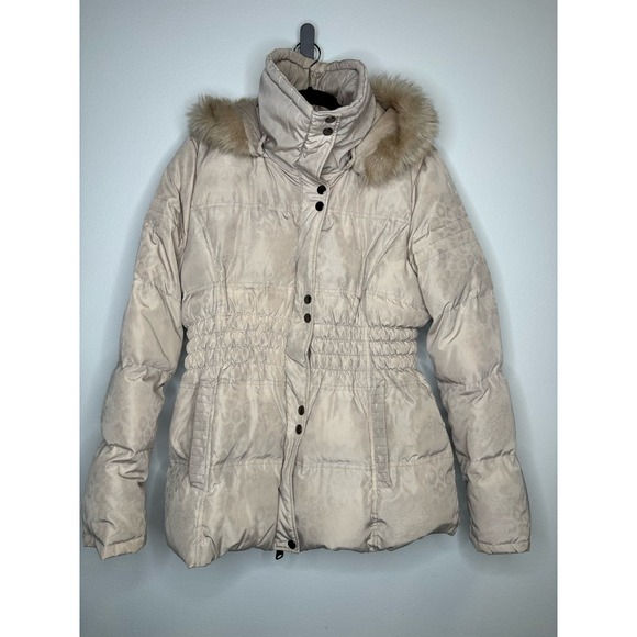 Via Spiga puffer coat with hood and light leopard print - Picture 1 of 6